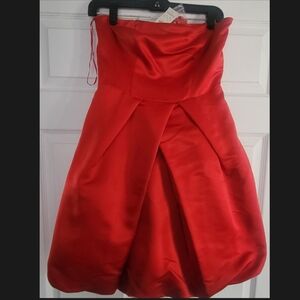 Express Strapless Satin Red Party Dress